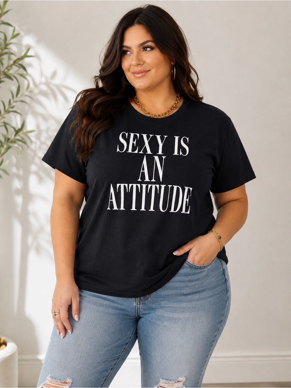 Torrid Sexy Is an Attitude Graphic Tee Womens 2X Black White Plus Size